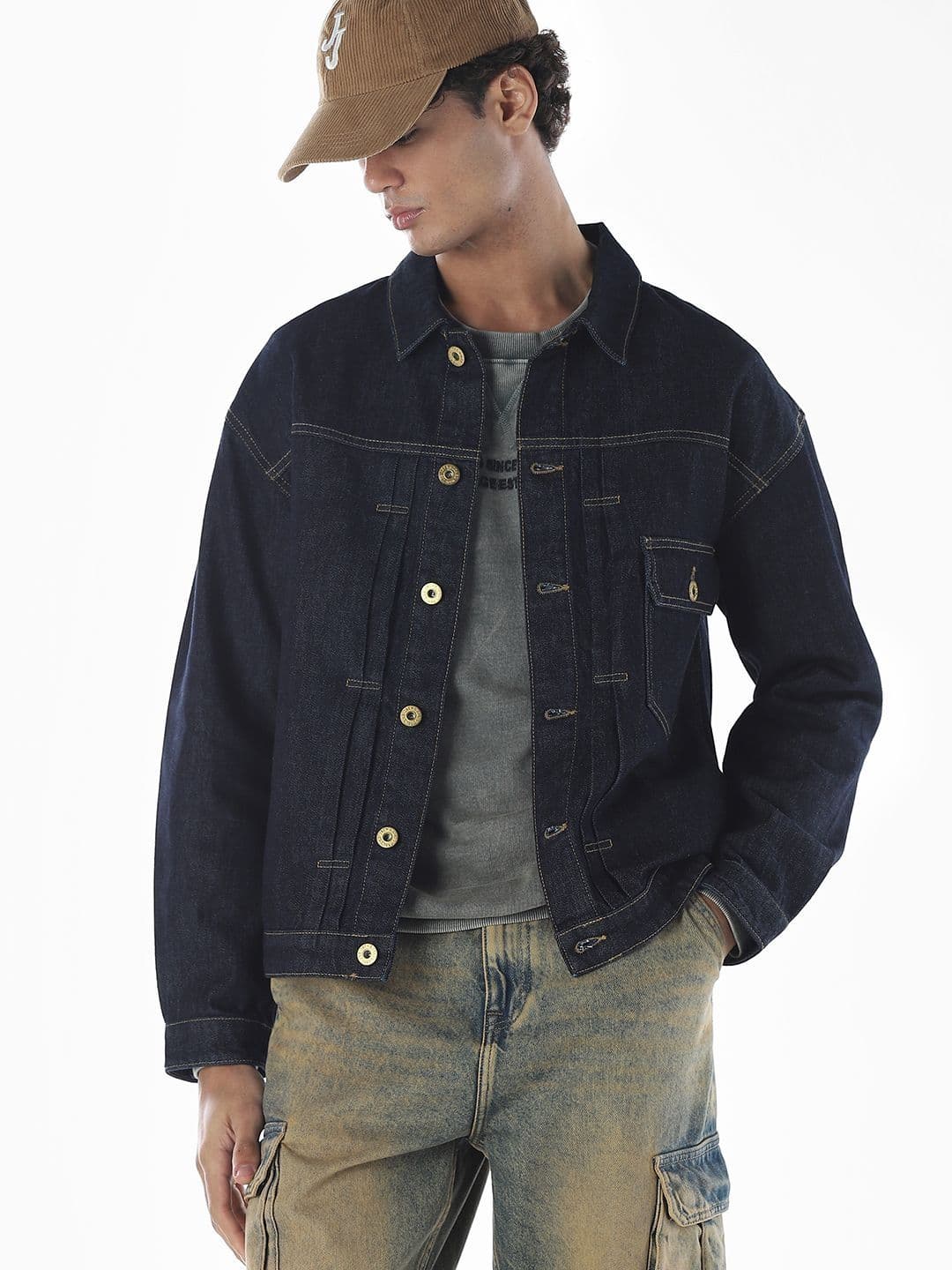 Jack & Jones Contrast Stitch Pure Cotton Denim Jacket - view 1