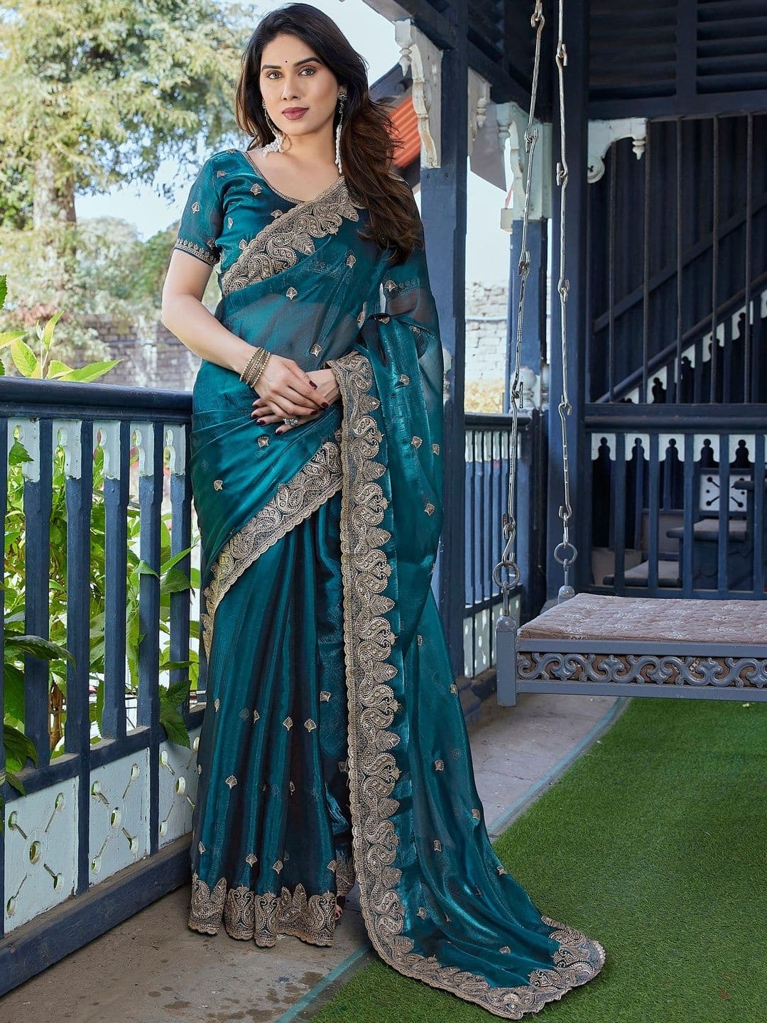 HERE&NOW Embellished Embroidered Organza Saree - view 1