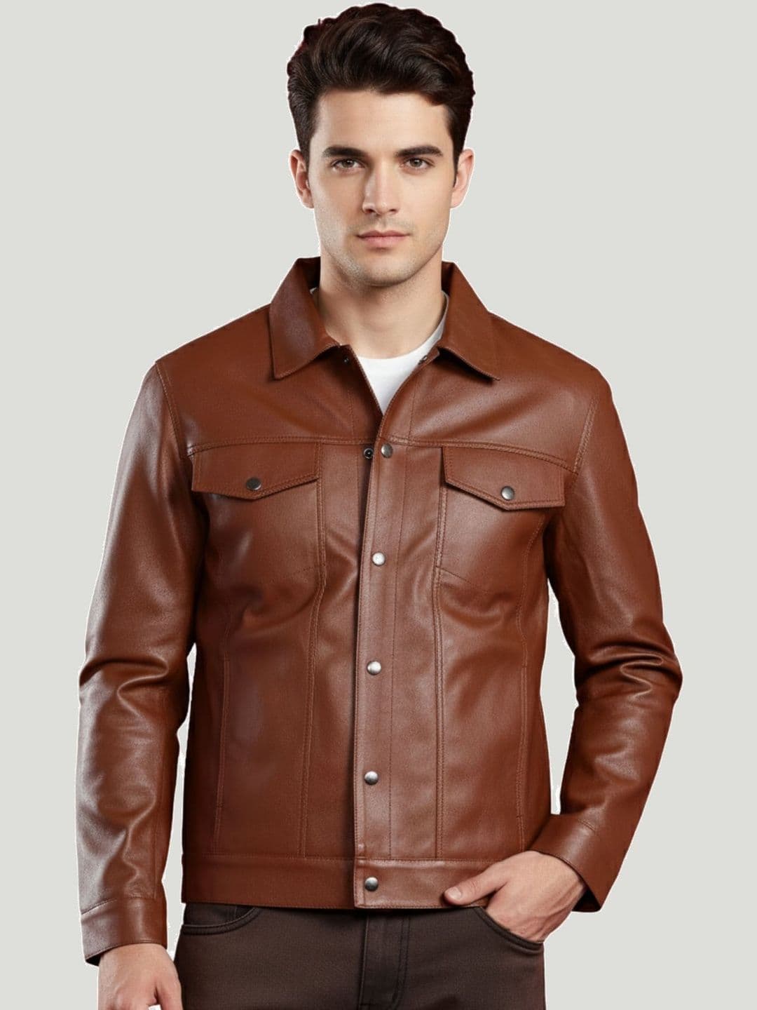 Leather Retail Lightweight Spread Collar Tailored Jacket - view 1