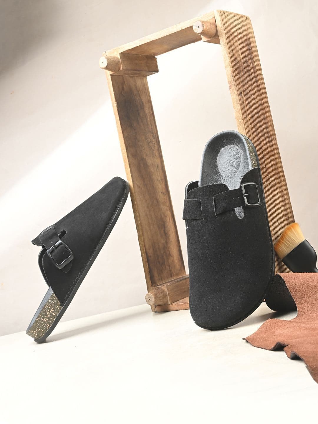 MENGLER Leather Comfort Sandals With Buckle Detail - view 1