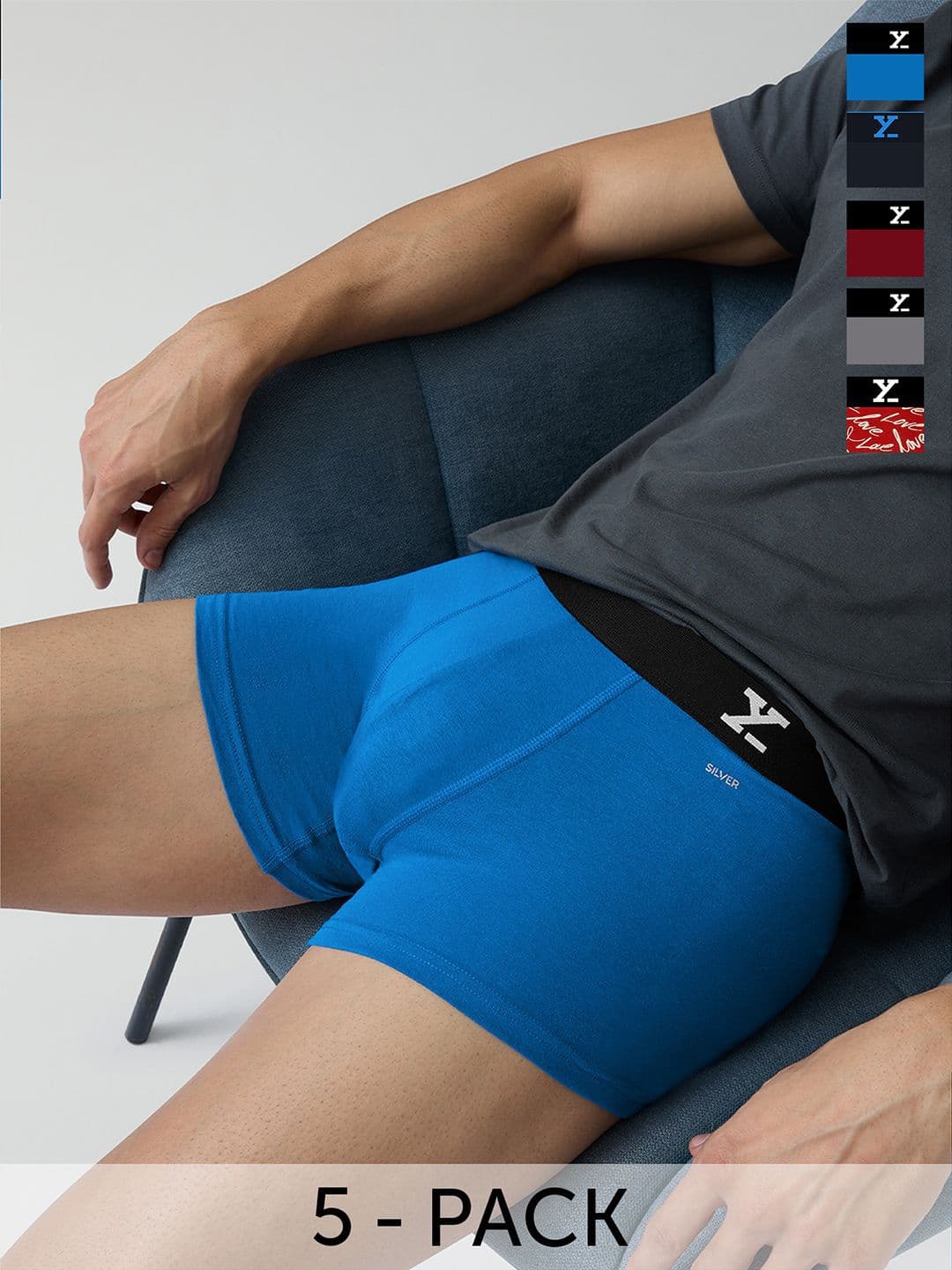 XYXX Men Pack Of 5 Super Combed Cotton Solid printed Trunks XYTRNK5PCKN619 - view 1