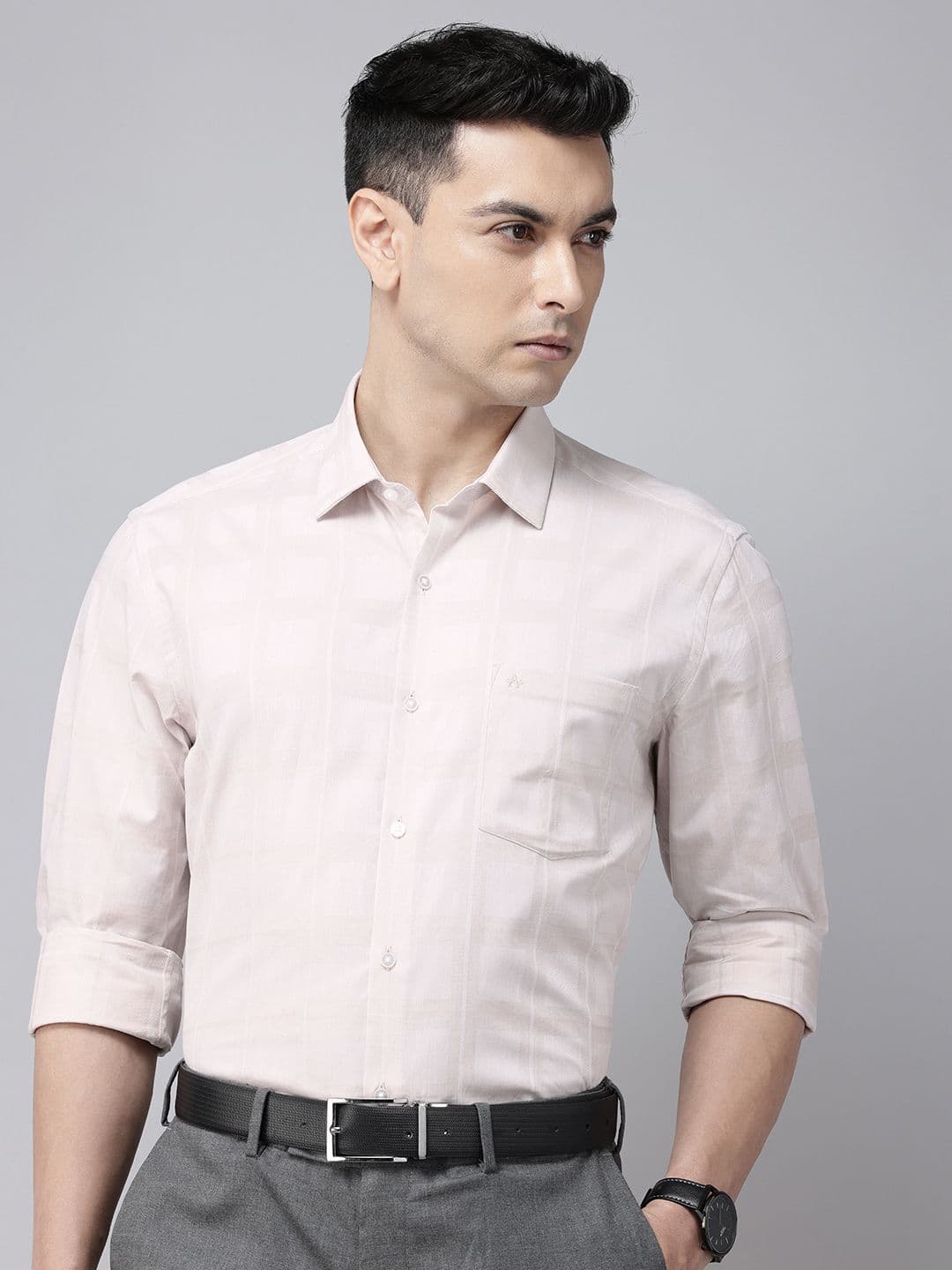 Arrow Manhattan Slim Fit Checked Pure Cotton Formal Shirt - view 1