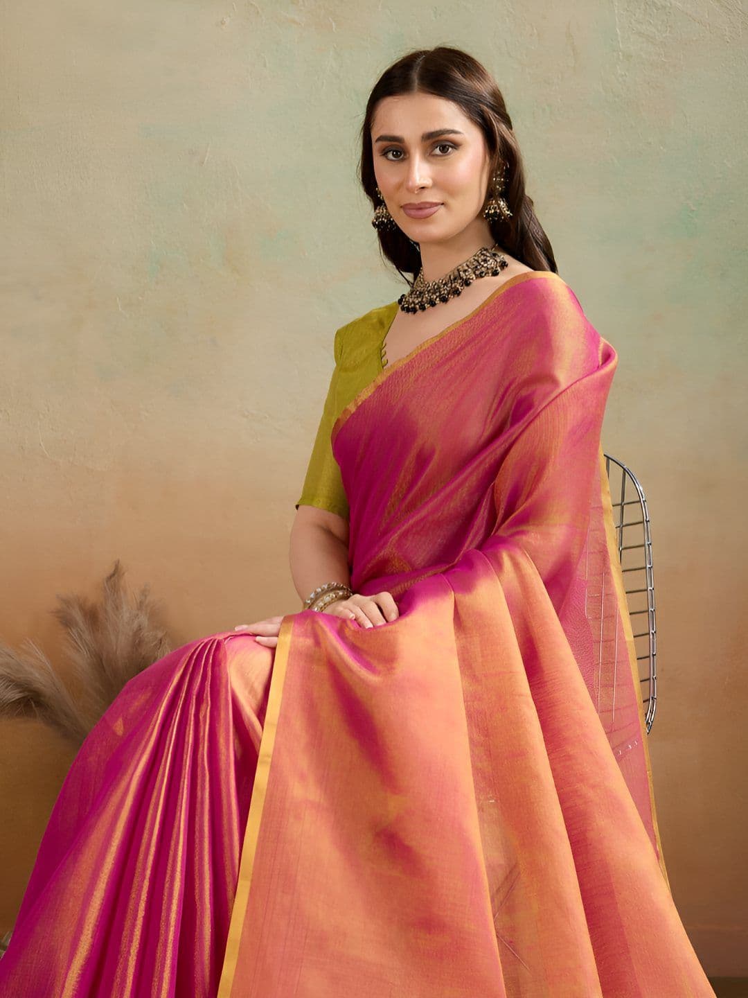 BFM Women Woven Design Tissue Sarees - view 1