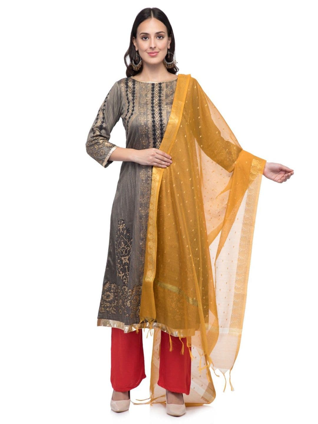 A R SILK DUPATTA HUB Embroidered Chanderi Dupatta - view 1
