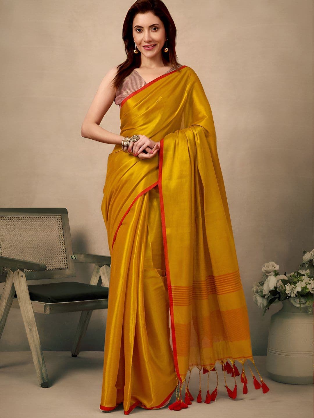 BFM Woven Design Zari Tissue Saree - view 1