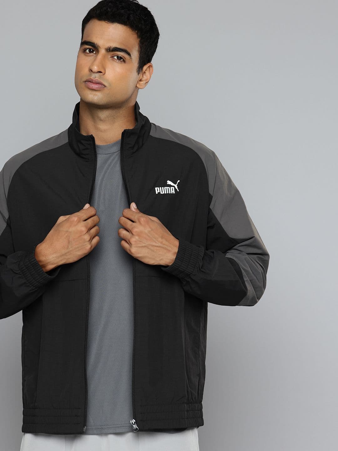 Puma Essentials Block Brand Logo Colourblocked Sporty Jacket - view 1