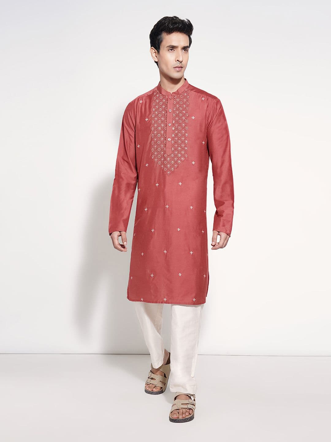 indus route by Pantaloons Men Embroidered Thread Work Kurta - view 1