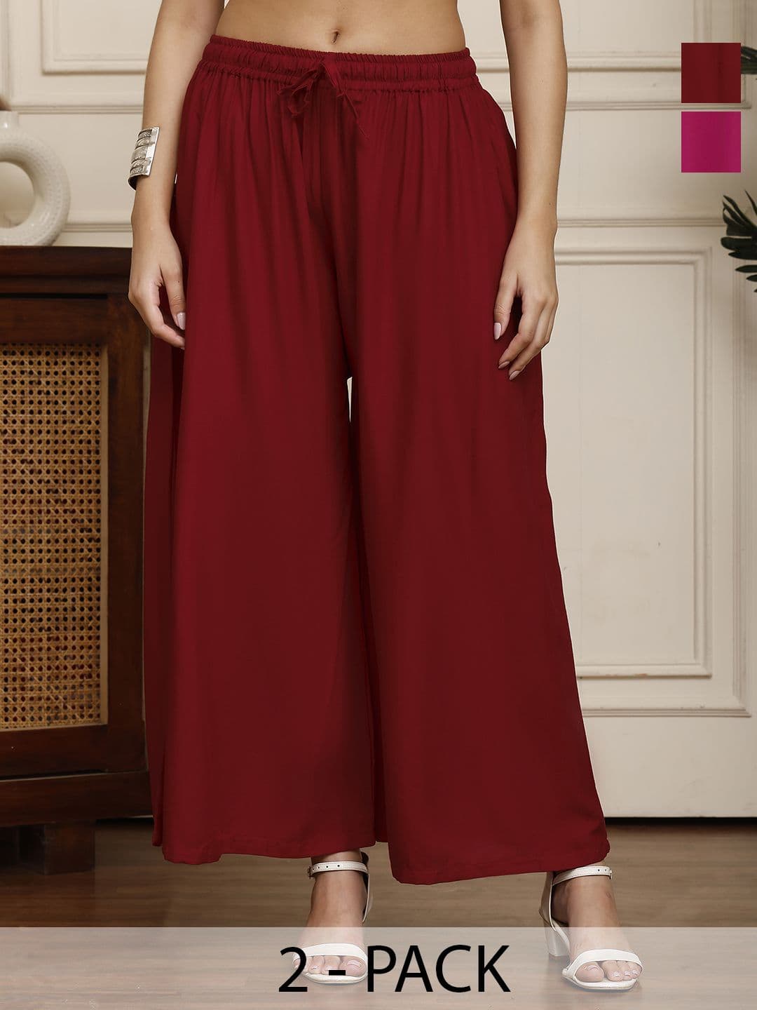 Valles365 by S.C. Women Set of 2 Flared Ethnic Palazzos - view 1