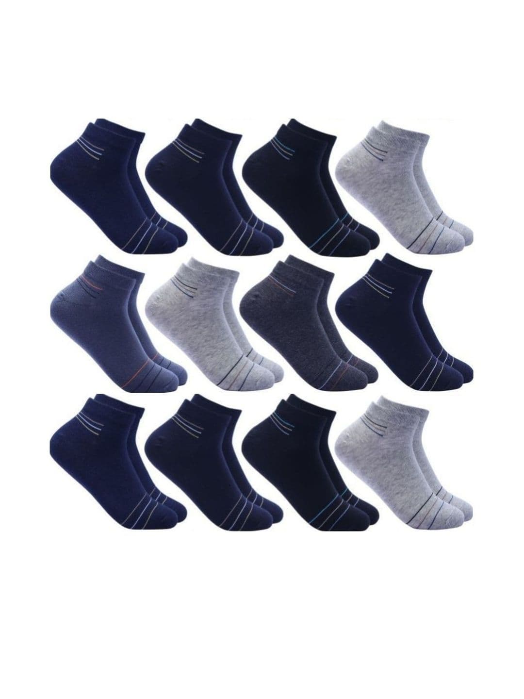 Akeeta Unisex Set Of 12 Striped Cotton Ankle Length Socks - view 1