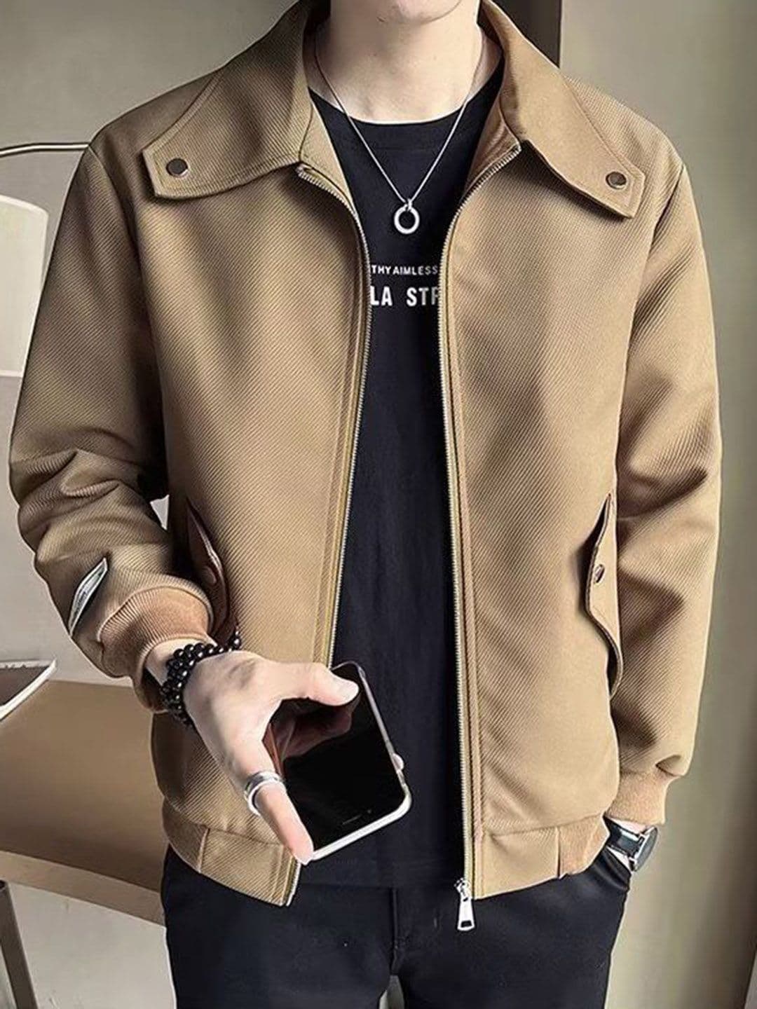 StyleCast x Revolte Men Spread Collar Open Front Jacket - view 1