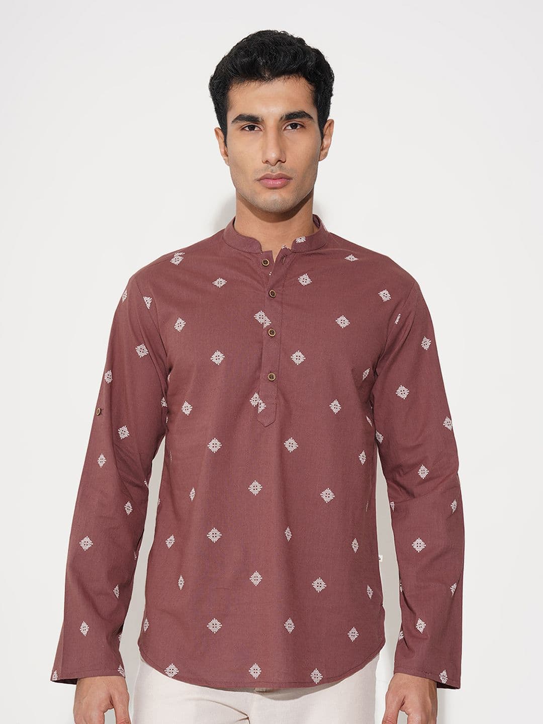 indus route by Pantaloons Men Ethnic Motifs Printed Daily Cotton Straight Kurta - view 1