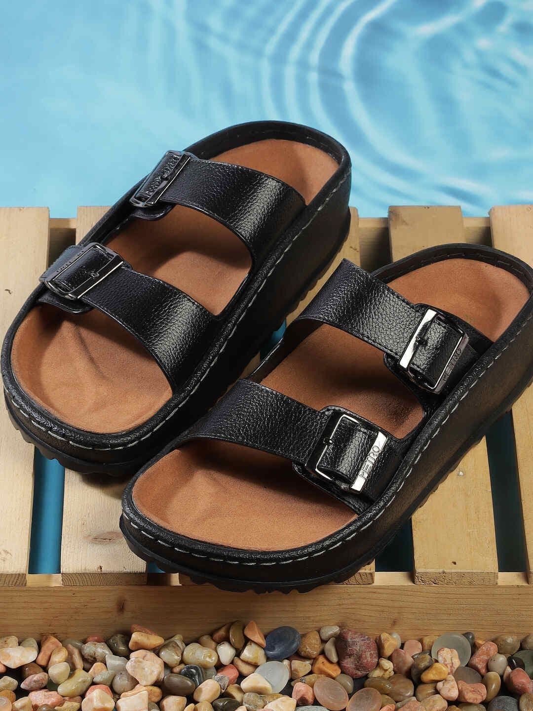 Metro Men Textured Comfort Sandals with Buckles Detail - view 1