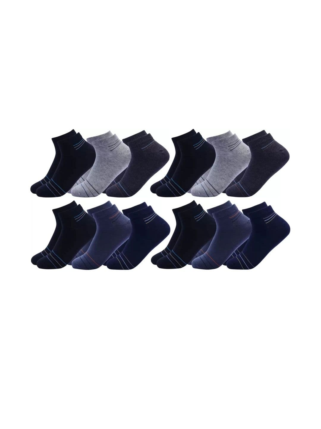 Akeeta Unisex Set Of 12 Striped Cotton Ankle Length Socks - view 1