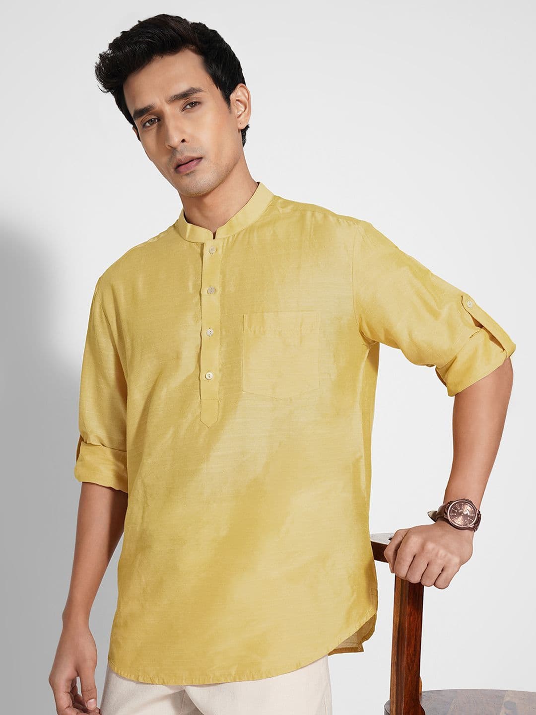 indus route by Pantaloons Men Cotton Thread Work Kurta - view 1