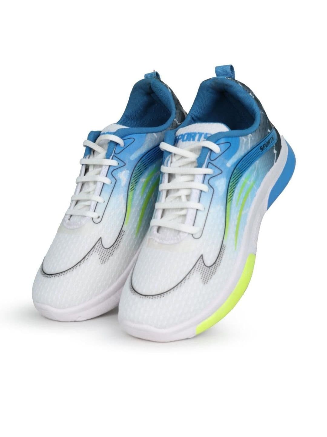 PENNEN Men White & Blue Mesh Running Non-Marking Shoes - view 1
