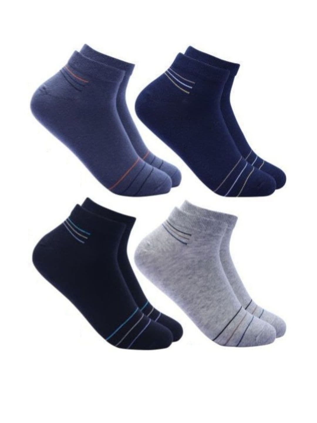 Akeeta Unisex Set Of 4 Striped Cotton Ankle Length Socks - view 1