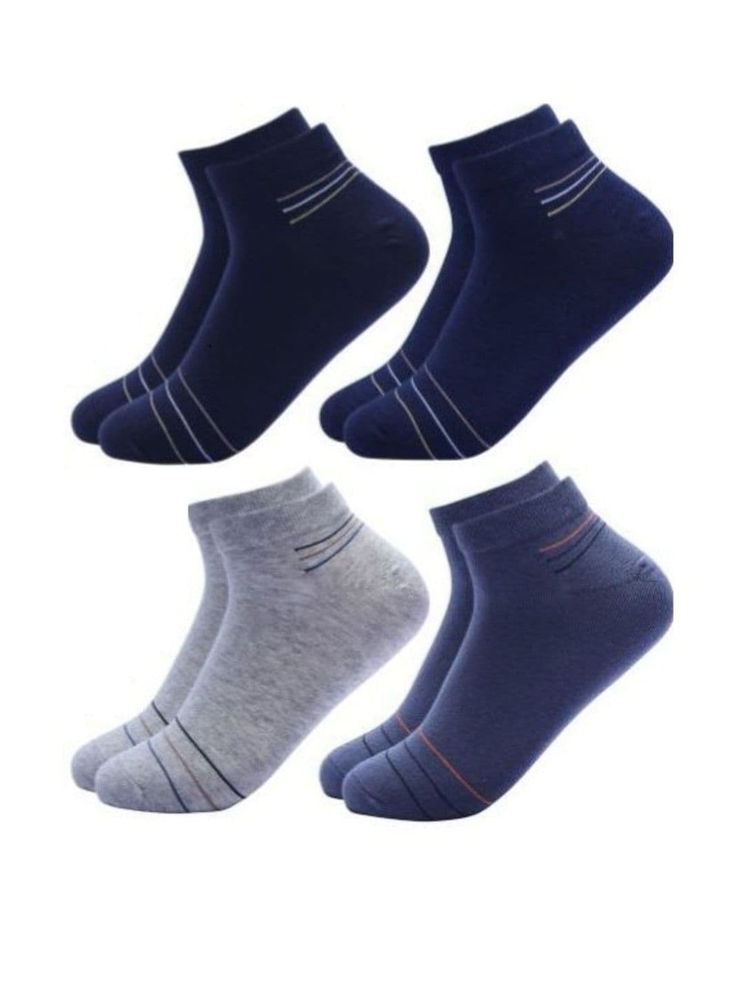 Akeeta Unisex Set Of 4 Striped Cotton Ankle Length Socks - view 1