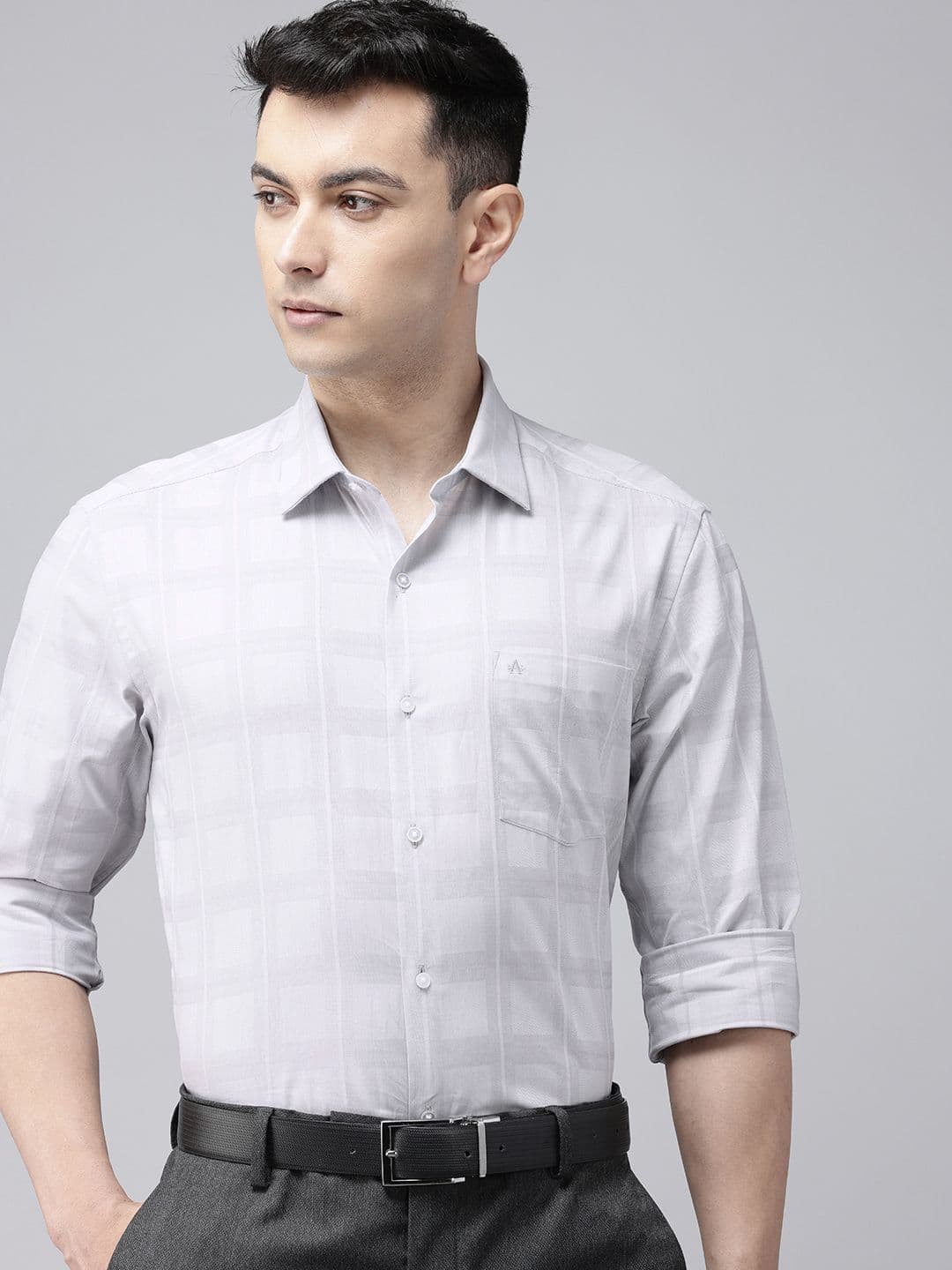 Arrow Manhattan Slim Fit Checked Pure Cotton Formal Shirt - view 1