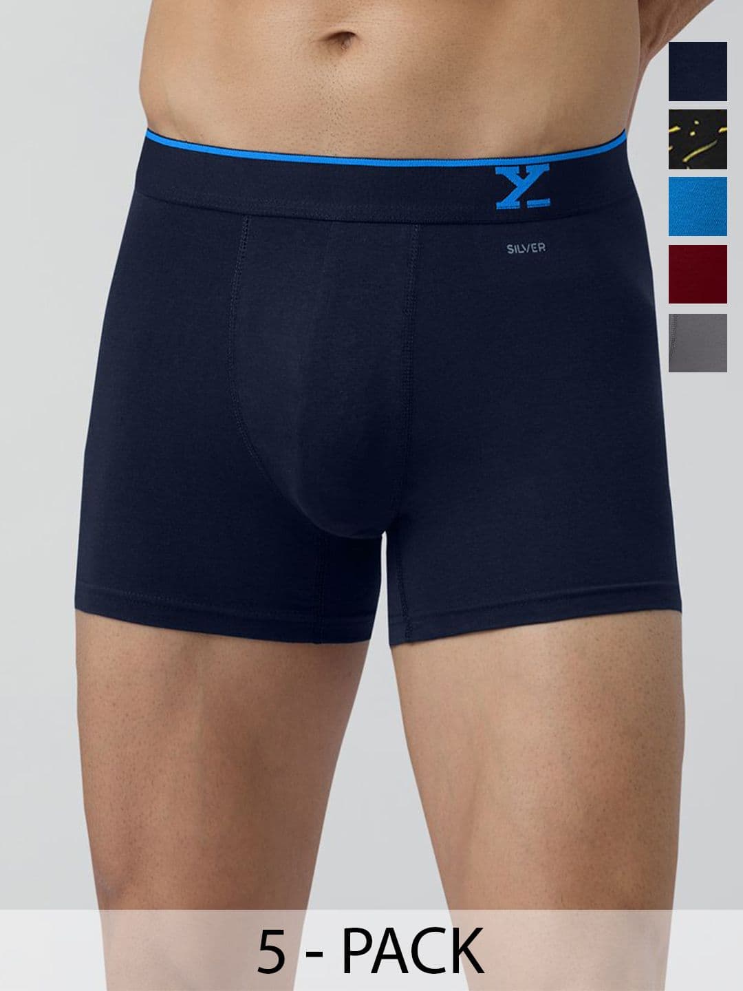 XYXX Men Pack Of 5 Solid Super Combed Cotton Trunks XYTRNK5PCKN618 - view 1