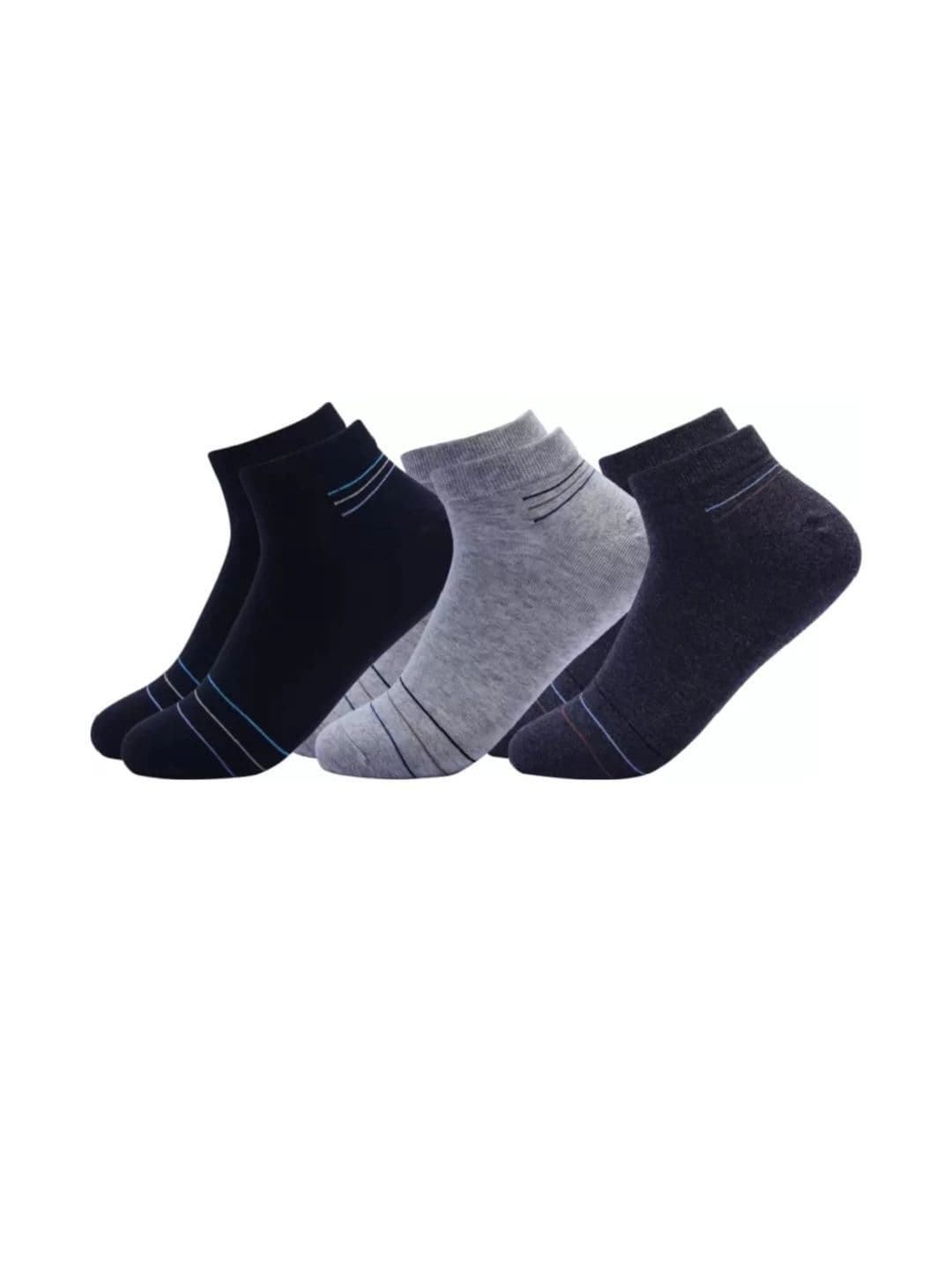 Akeeta Unisex Set Of 3 Striped Cotton Ankle Length Socks - view 1