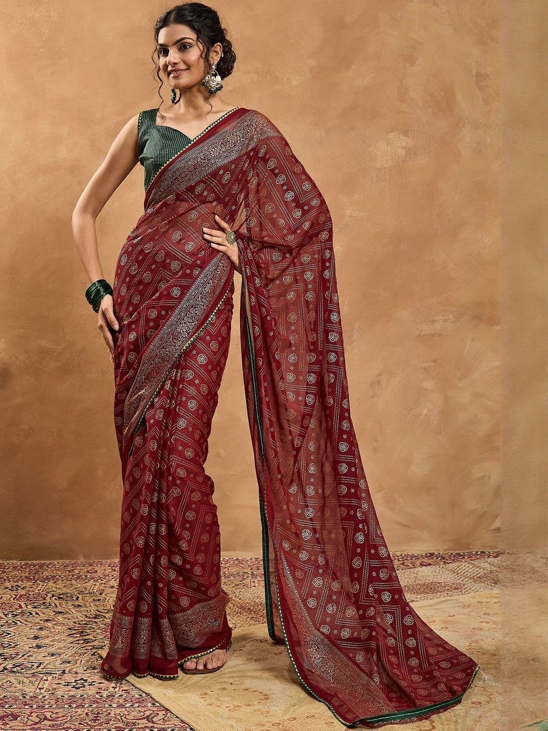 Saree mall Bandhani Printed Gotta Patti Pure Chiffon Bandhani Sarees - view 1