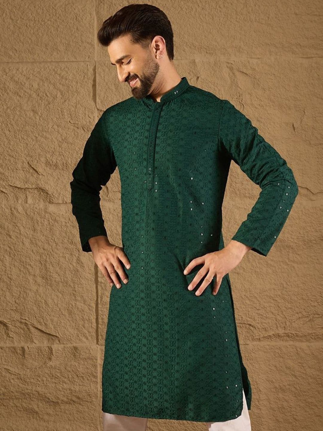 House of Pataudi Chikankari Embroidered Cotton Straight Kurta - view 1