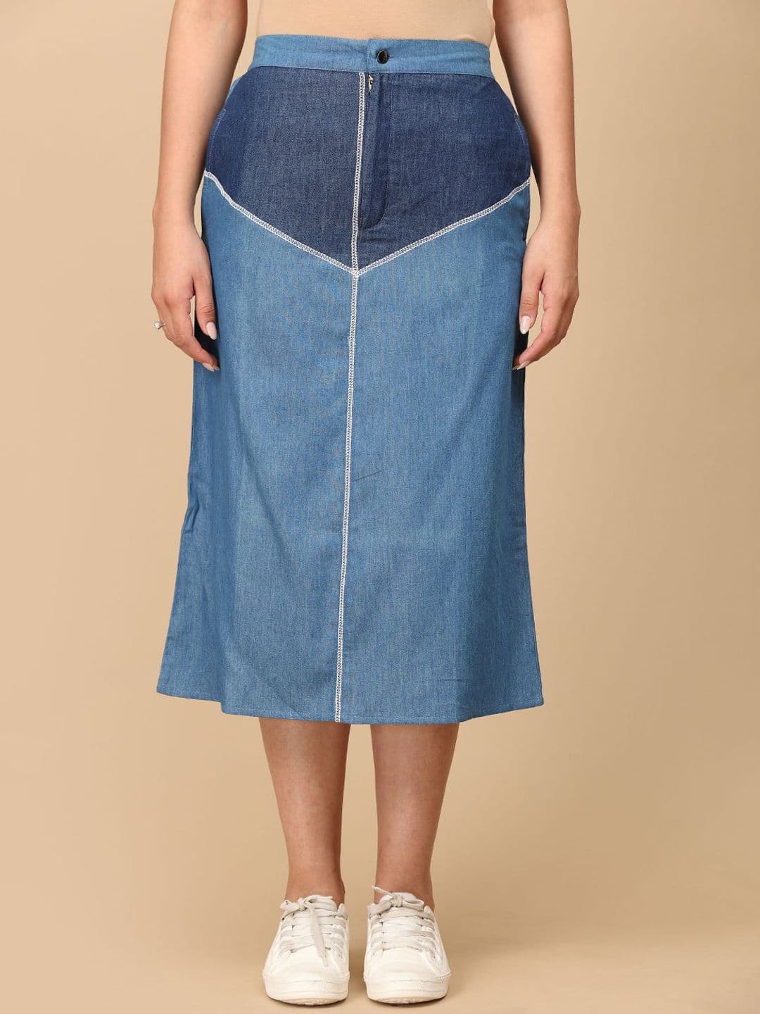The Woman Store Women Colourblocked A-Line Midi Cotton Skirt - view 1