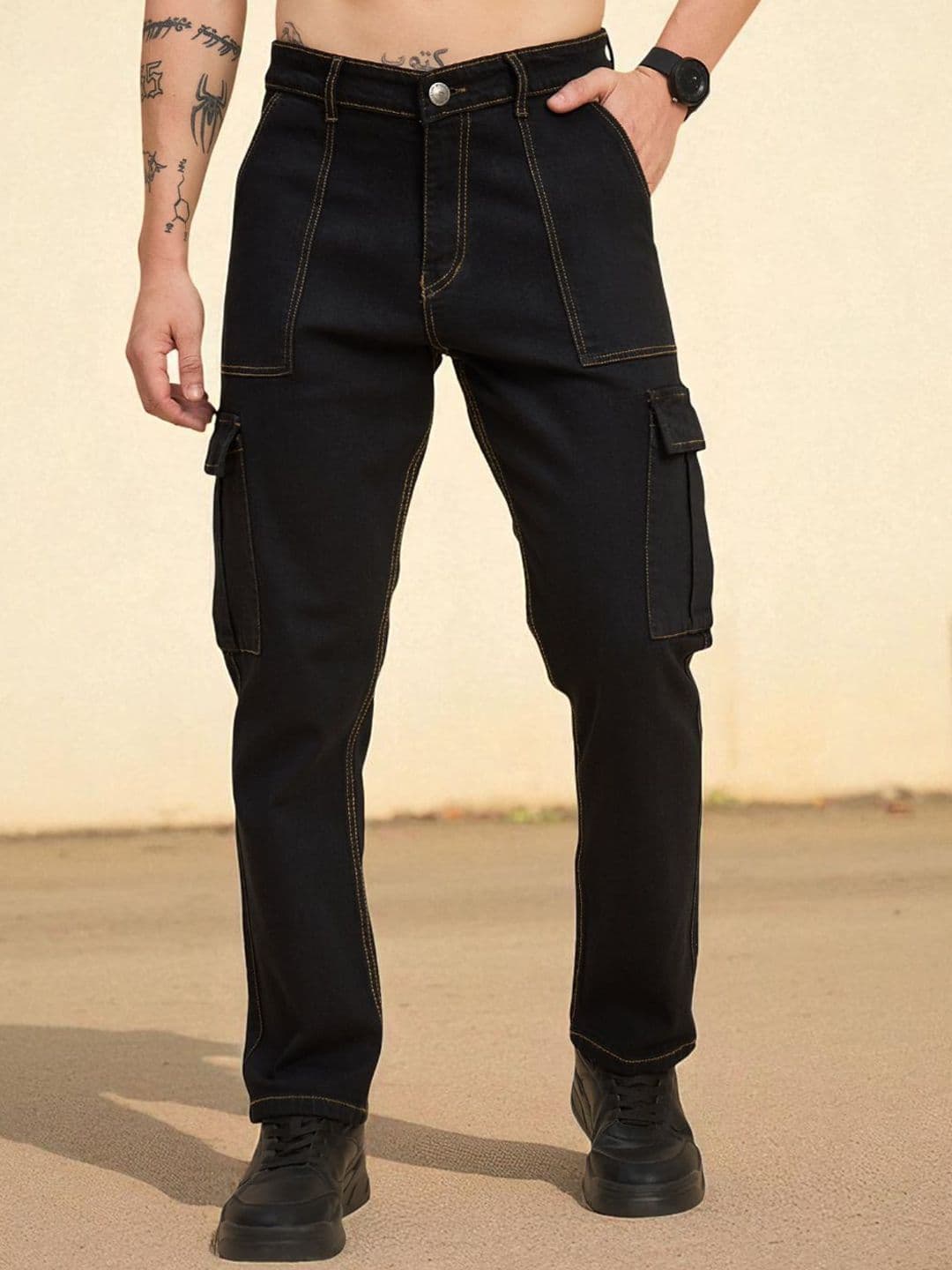 STUDIO NEXX Men Straight Fit Mid-Rise Cargo Styles Jeans - view 1