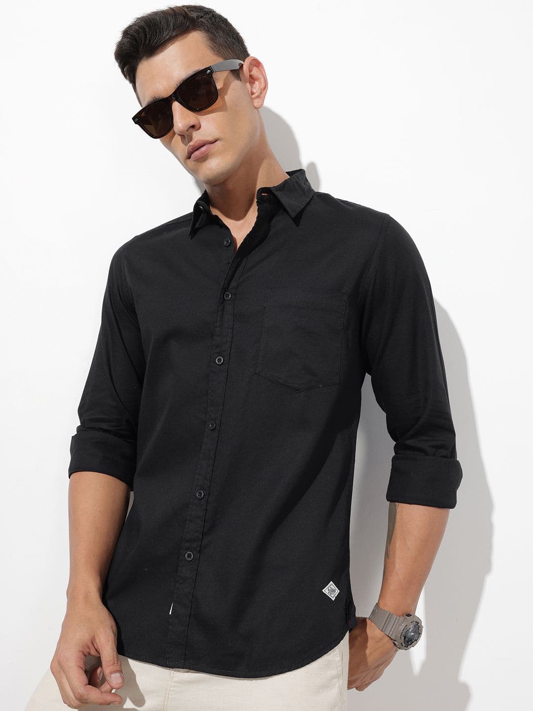The Roadster Life Co. Pure Cotton Self Design Textured Shirt - view 1