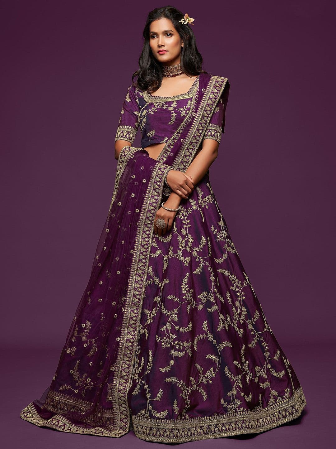 Zeel Clothing Embellished Semi-Stitched Lehenga & Unstitched Blouse With Dupatta - view 1