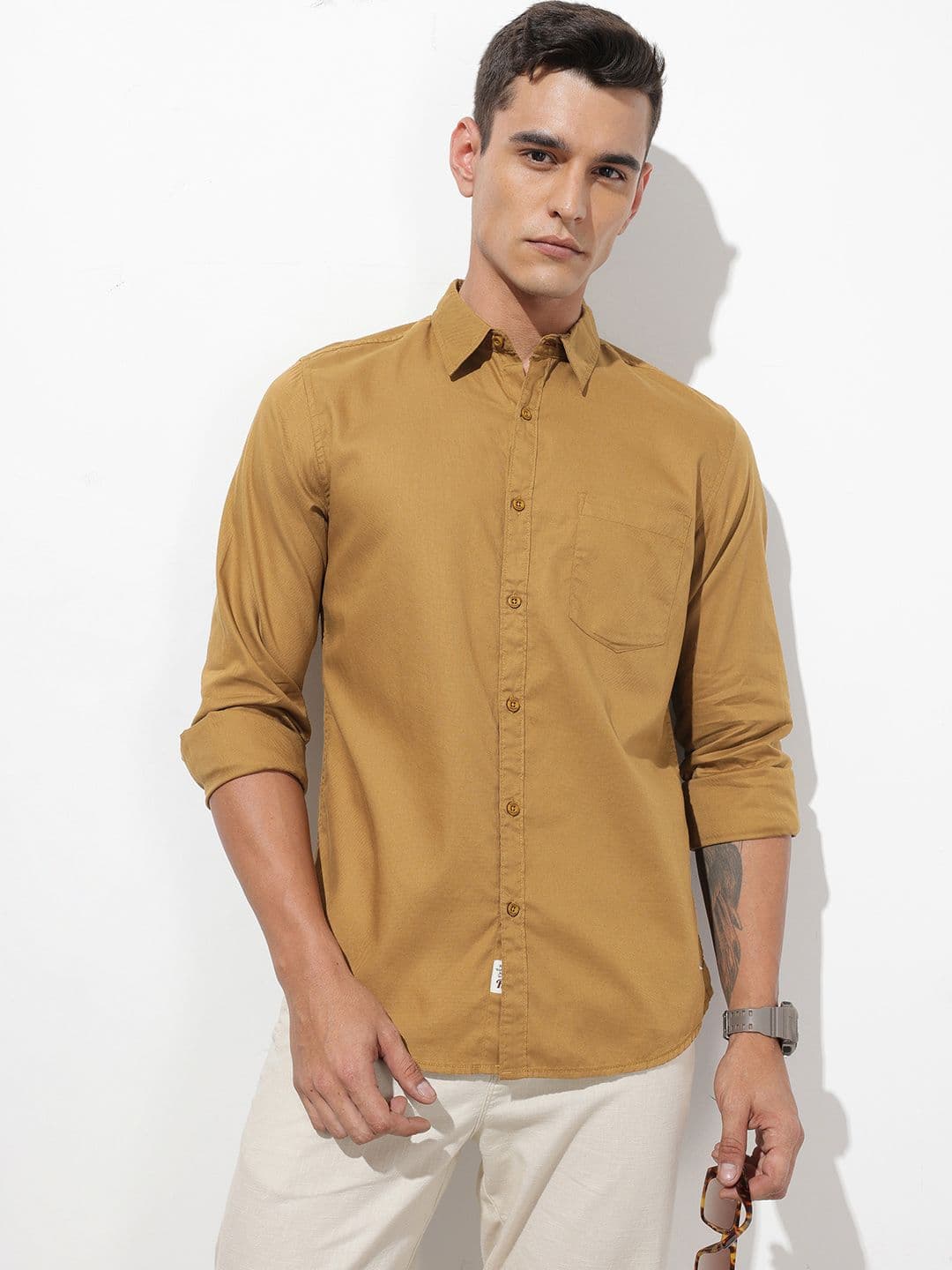 The Roadster Life Co. Pure Cotton Self Design Textured Shirt - view 1