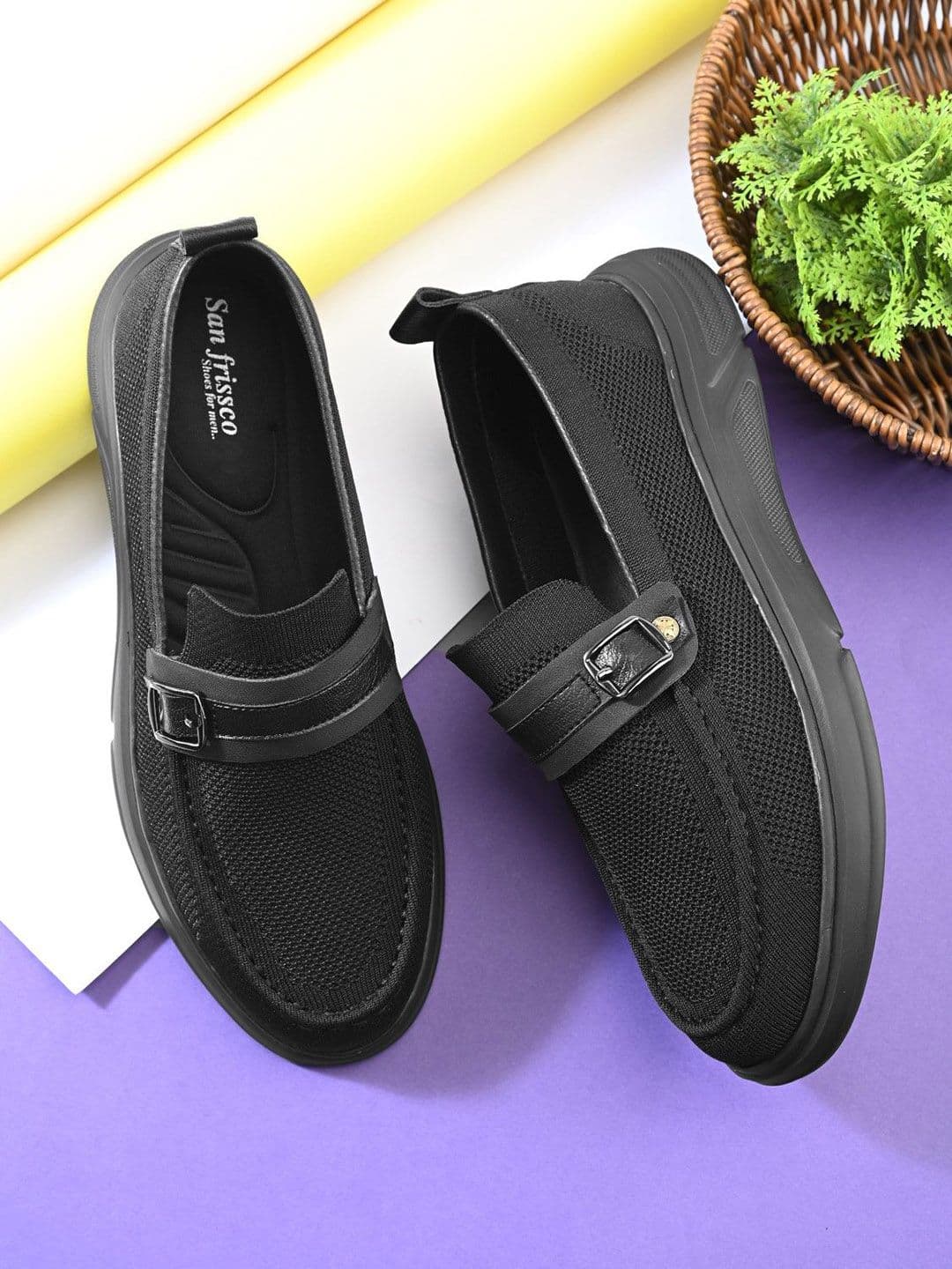 San Frissco Men extured Round Toe Lightweight Slip-On Sneakers - view 1