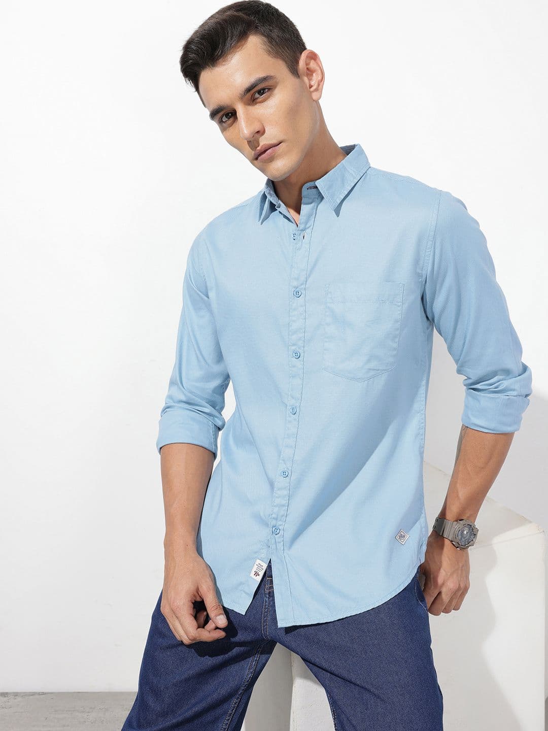 The Roadster Life Co. Pure Cotton Self Design Textured Shirt - view 1