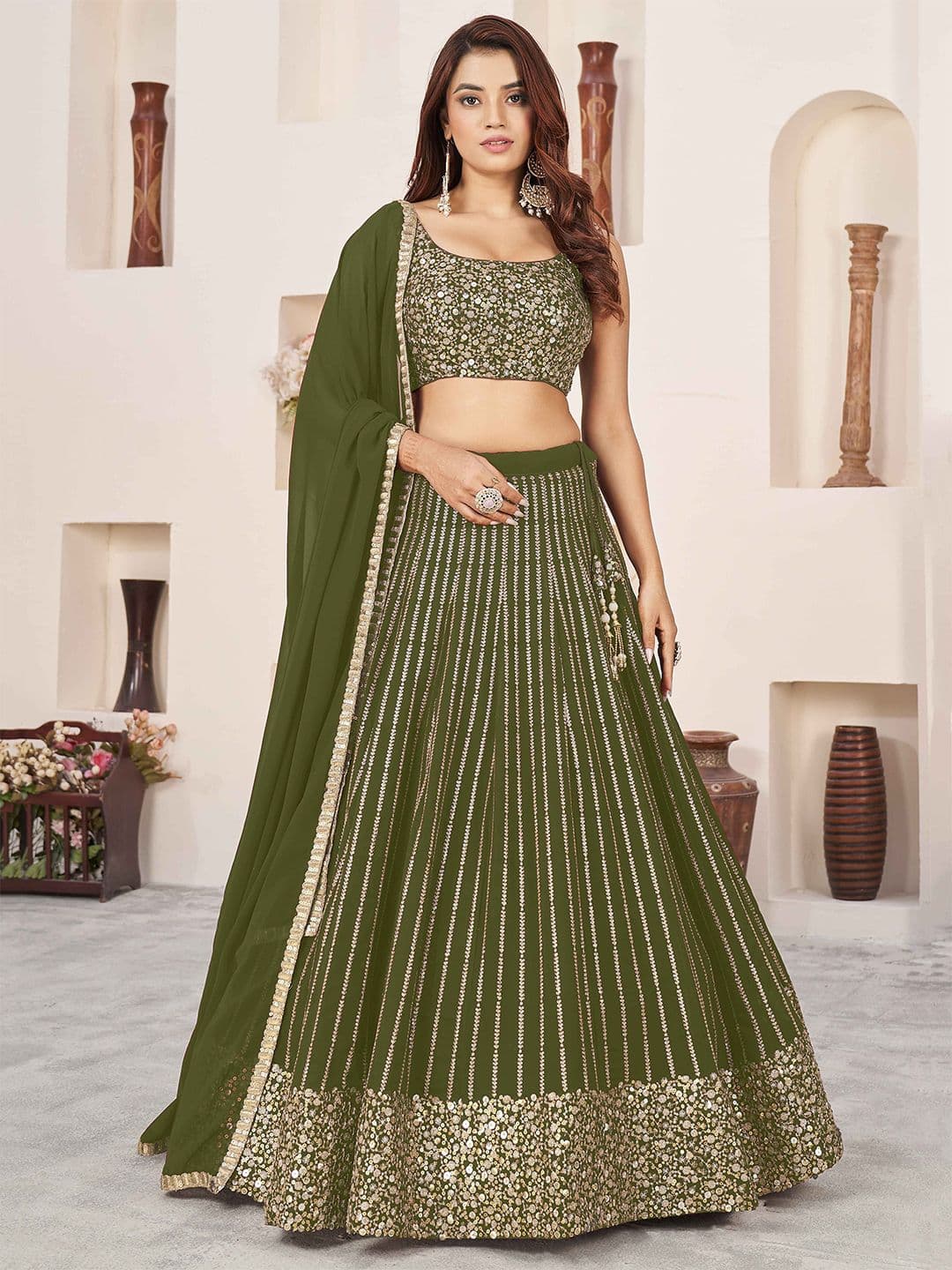 Zeel Clothing Embellished Sequinned Semi-Stitched Lehenga & Unstitched Blouse With Dupatta - view 1