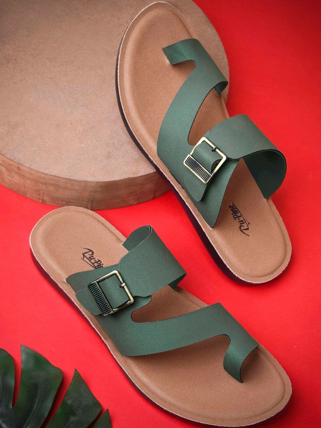 PU-PINE Men Olive Comfort Sandals - view 1