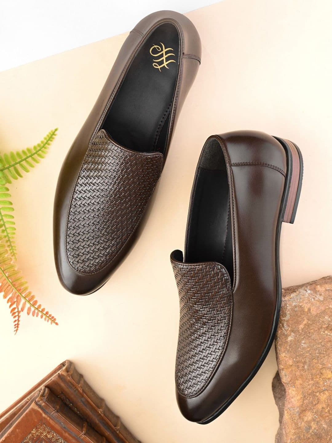 House of Pataudi Men Textured Slip On Formal Loafers - view 1