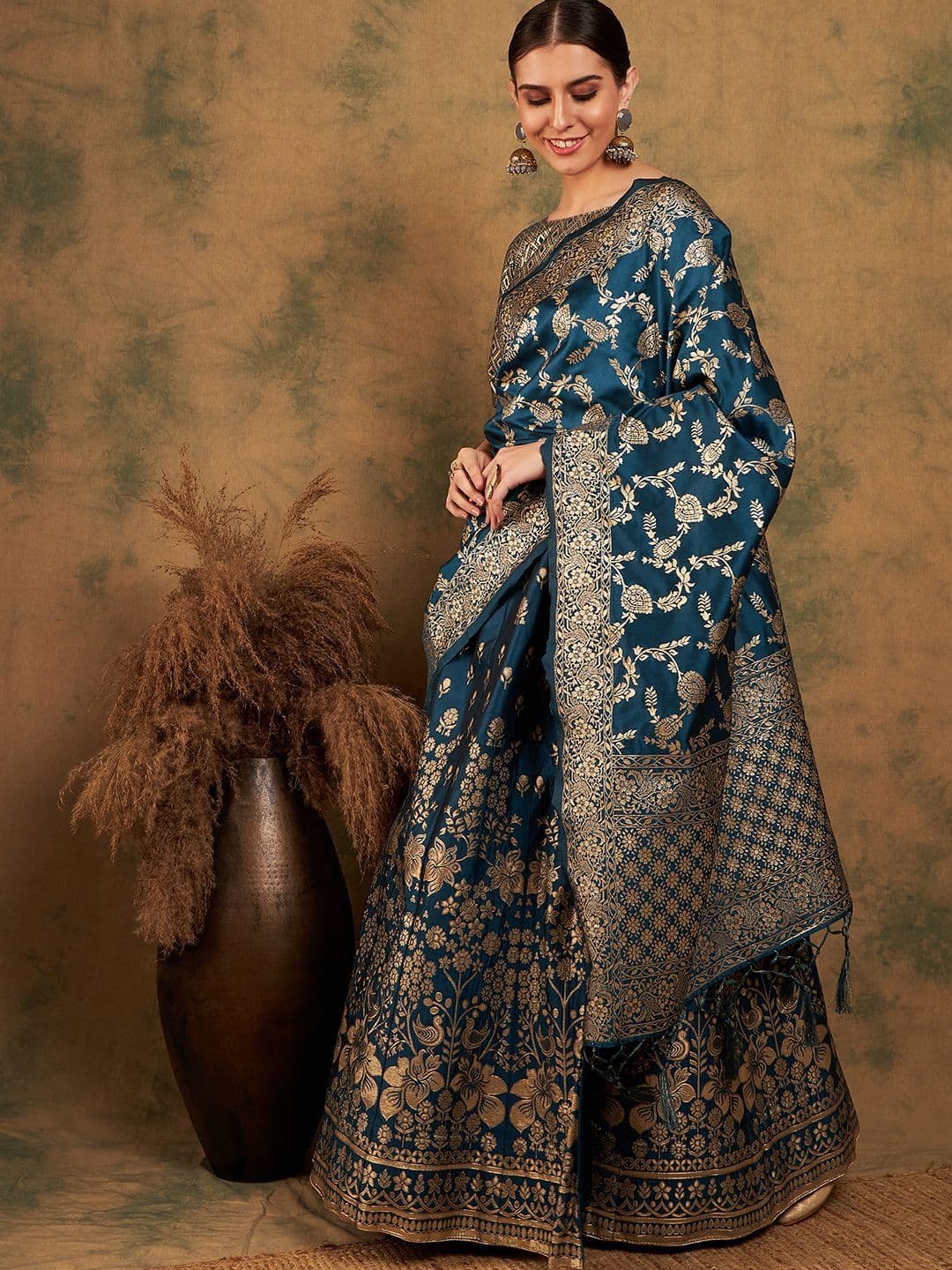Suha Women Blue Art Silk Woven Design Unstitched Lehenga Choli - view 1