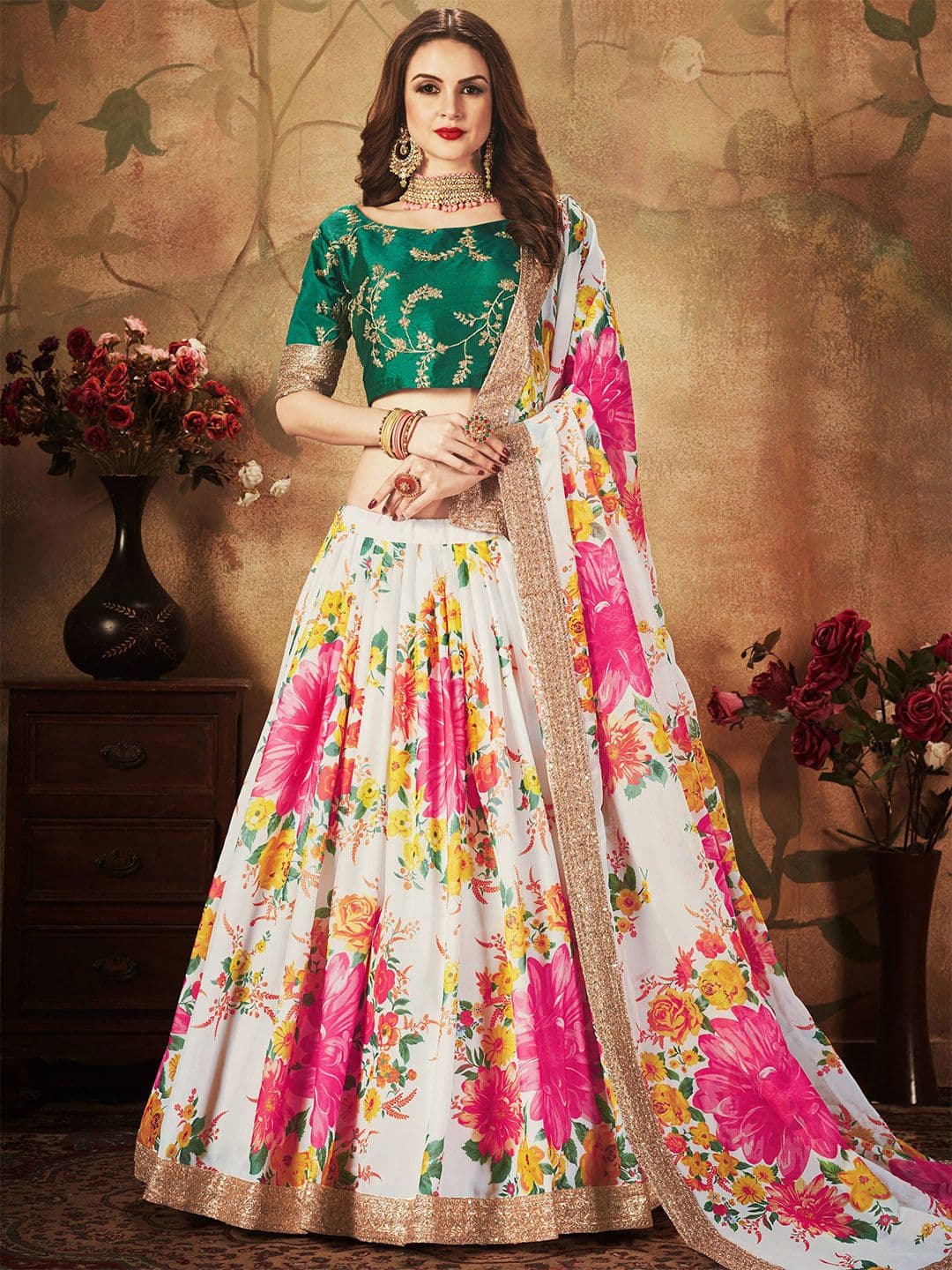 Zeel Clothing Embellished Sequinned Semi-Stitched Lehenga & Unstitched Blouse With Dupatta - view 1