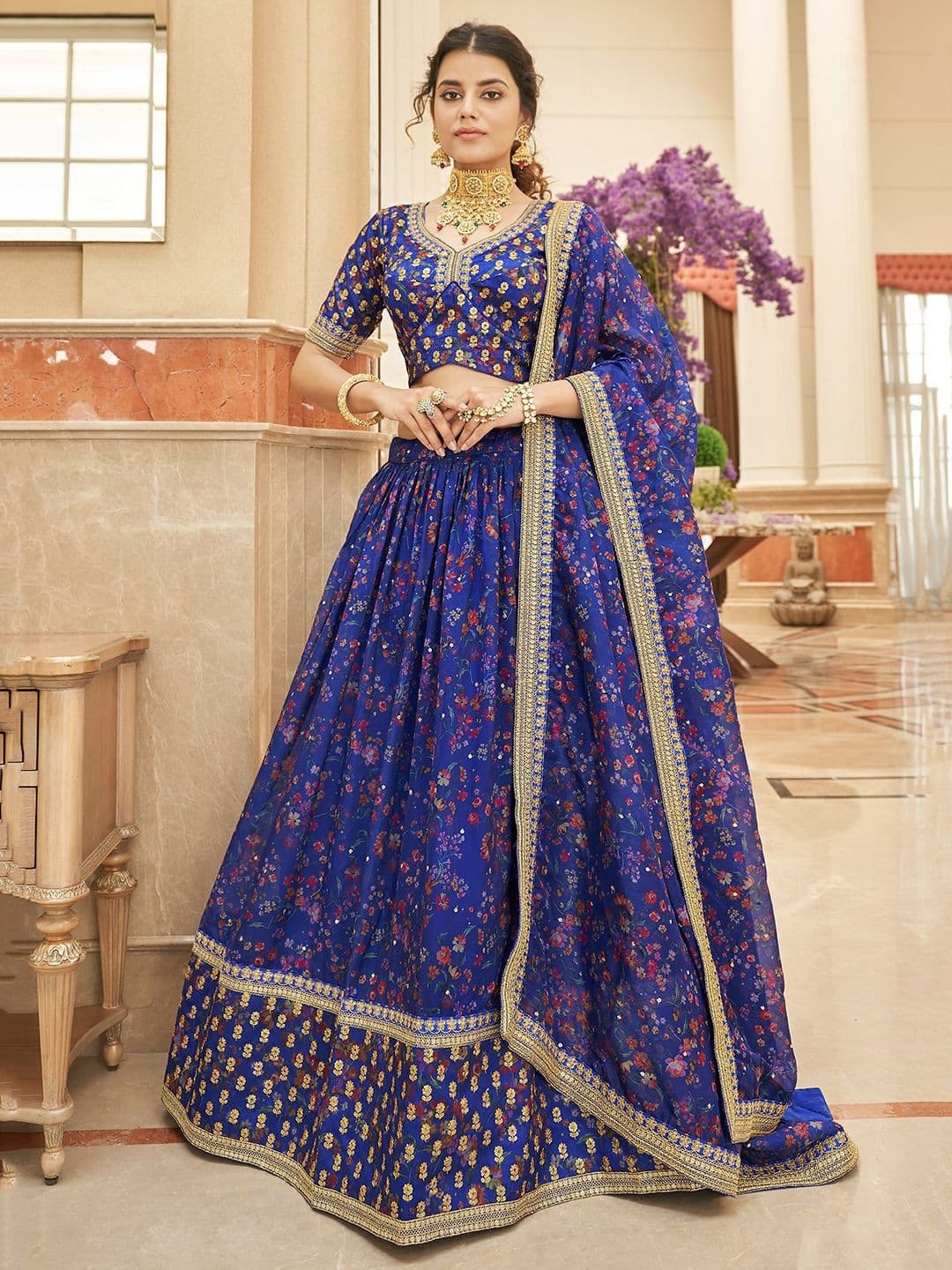 Zeel Clothing Embroidered Sequinned Semi-Stitched Lehenga & Unstitched Blouse With Dupatta - view 1