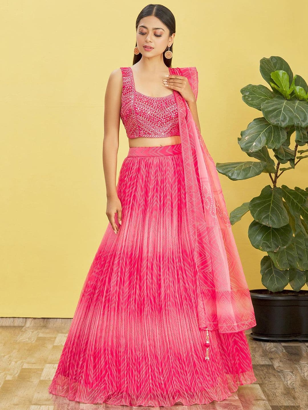 Zeel Clothing Embroidered Organza Sequinned Lehenga & Unstitched Blouse With Dupatta - view 1