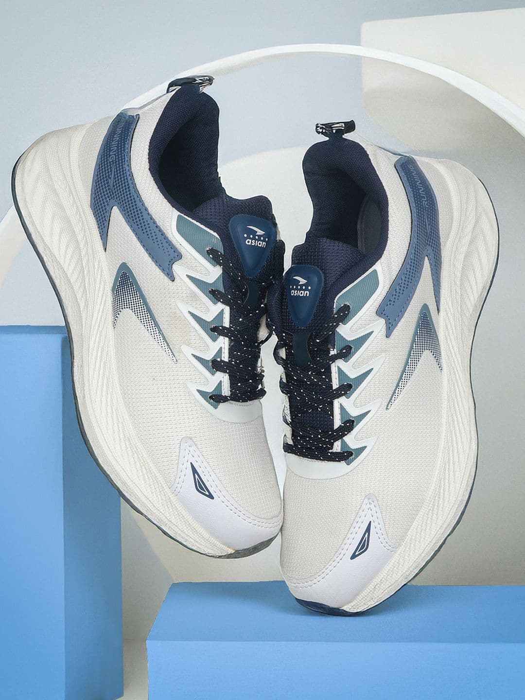 ASIAN Men White Lace-Ups Memory Foam Comfortable Leather Running Sports Shoes - view 1