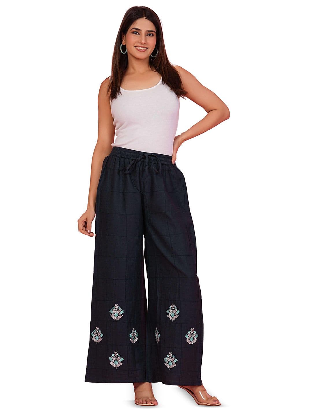 MissKurti Women Floral Embroidered Flared Palazzos - view 1