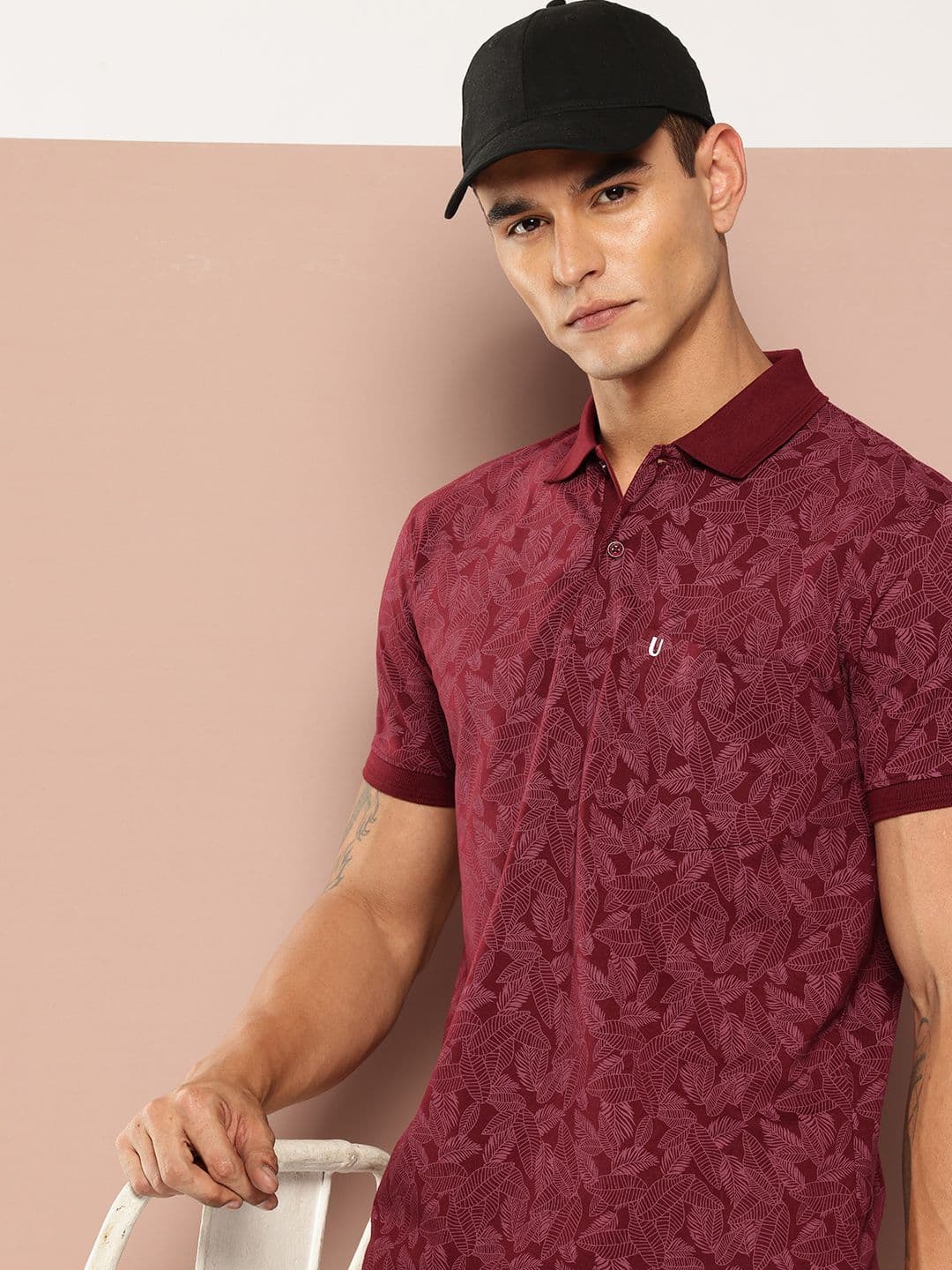 UNIBERRY Tropical Printed Polo Collar T-shirt - view 1