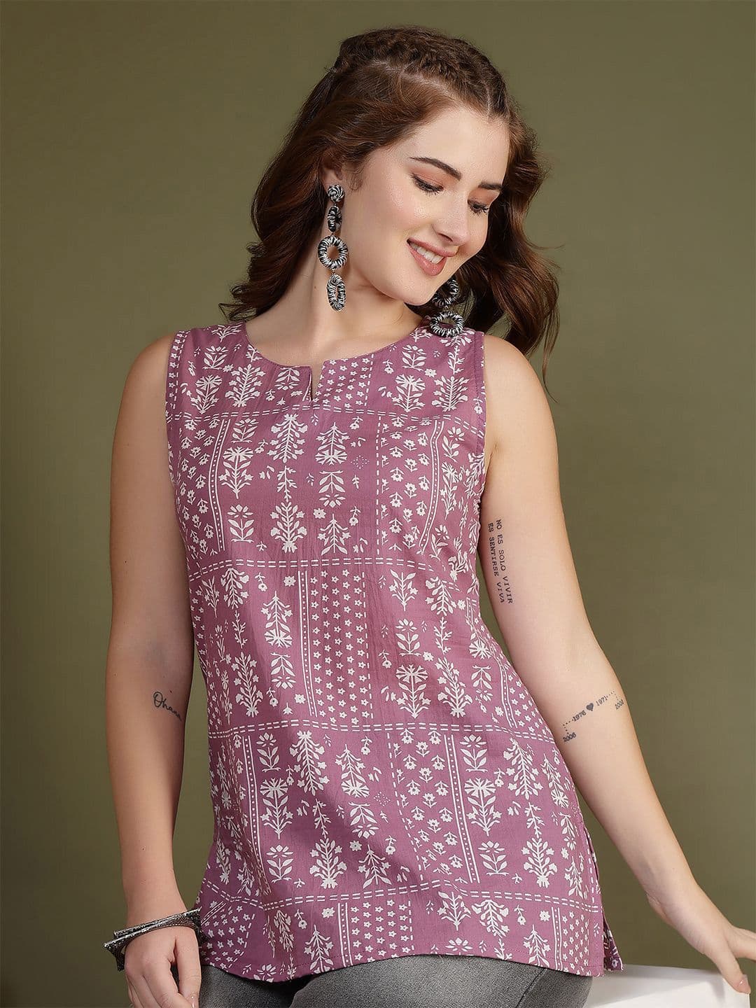 KALAMIR Women Ethnic Motifs Printed Pure Cotton Kurti - view 1