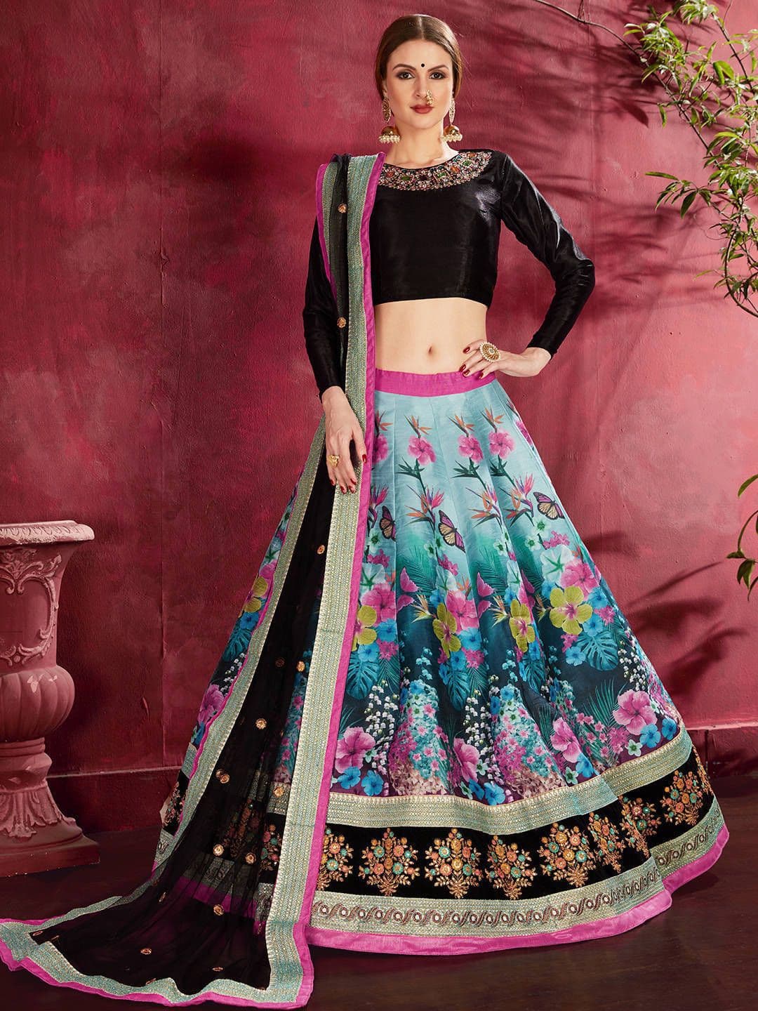 Zeel Clothing Embellished Sequinned Semi-Stitched Lehenga & Unstitched Blouse With Dupatta - view 1