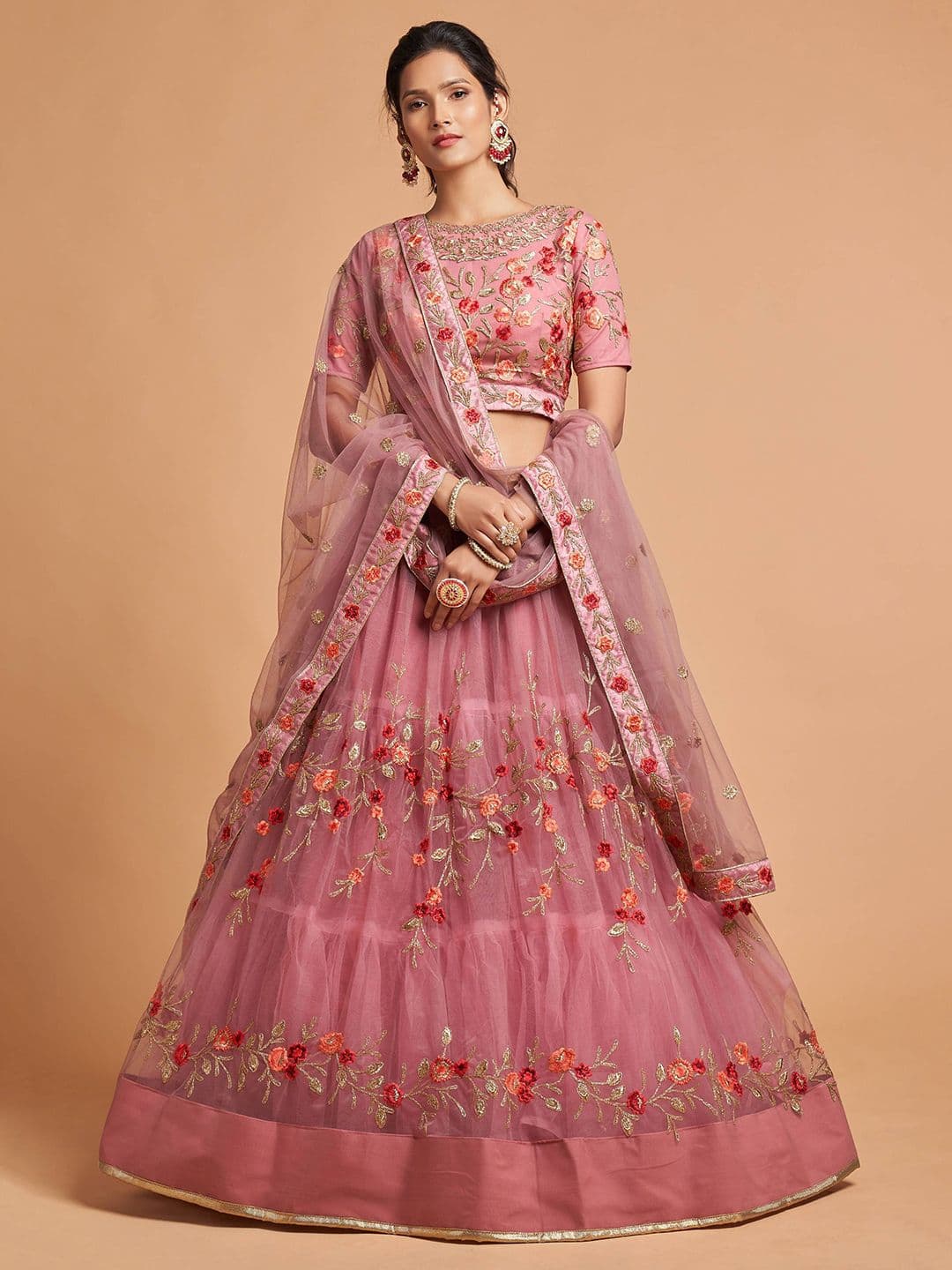 Zeel Clothing Embroidered Semi-Stitched Lehenga & Unstitched Blouse With Dupatta - view 1