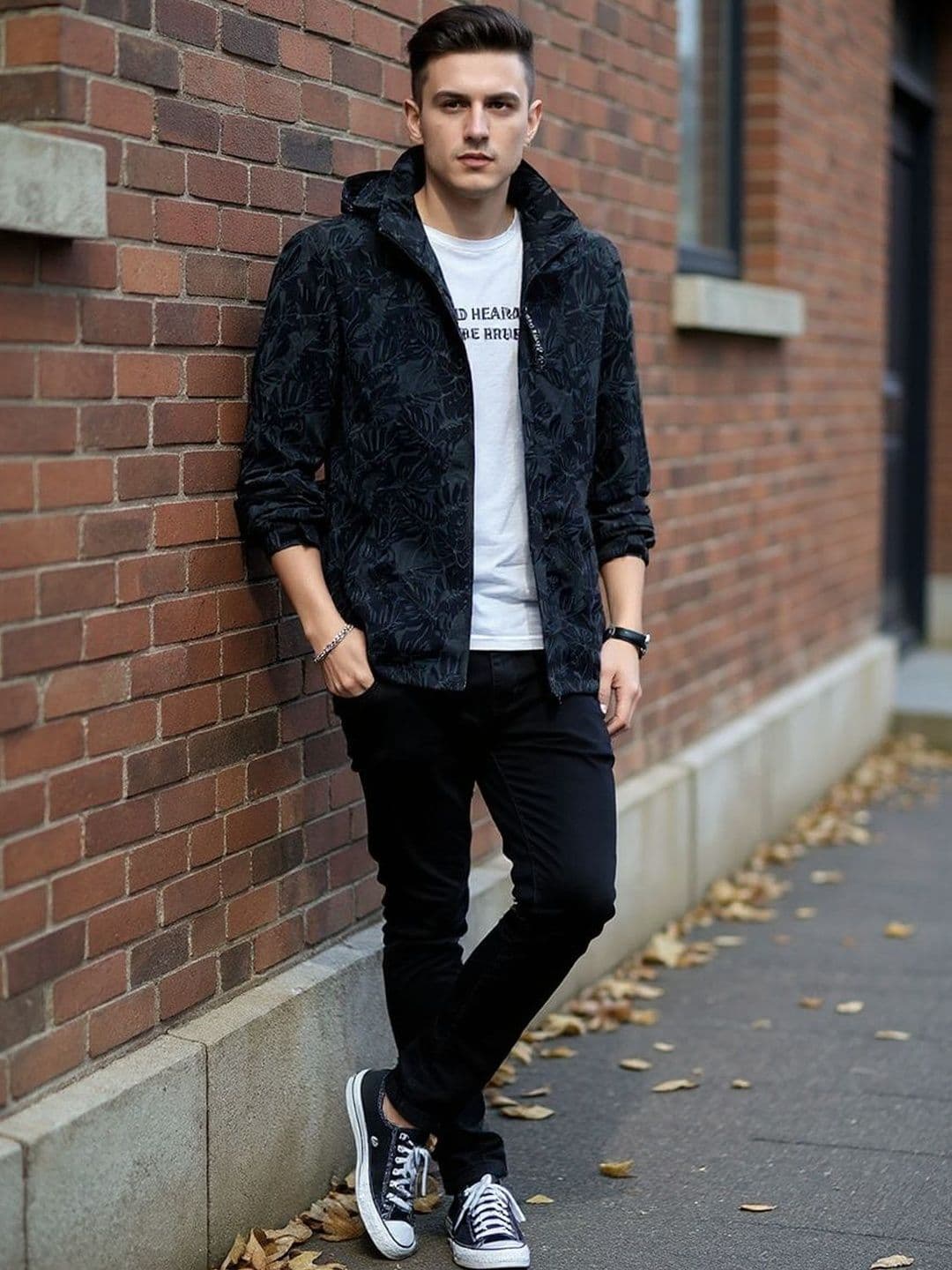 HERE&NOW Men Mock Collar Polyester Hooded Insulator Open Front Jacket - view 1