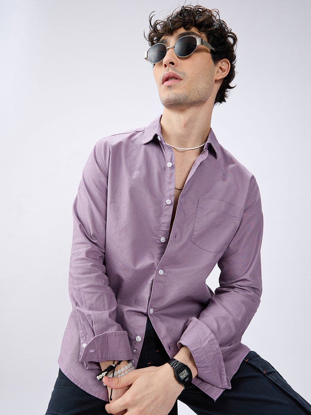 VASTRADO Men Classic Fit Solid Spread Collar Cotton Casual Shirt - view 1