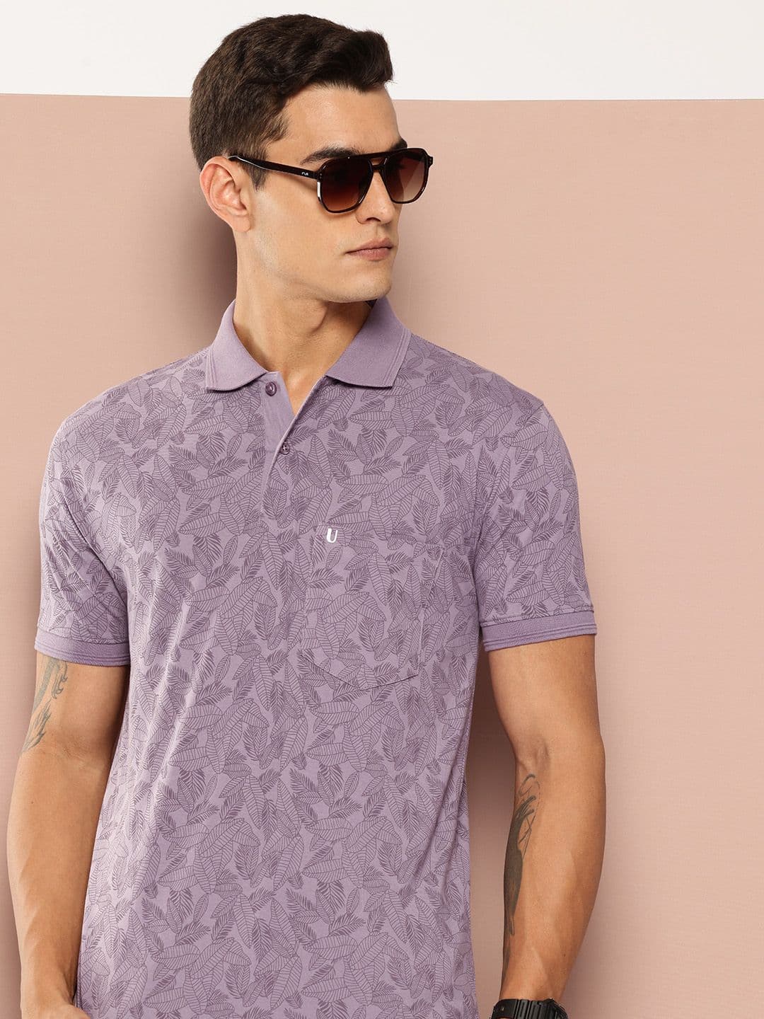 UNIBERRY Tropical Printed Polo Collar T-shirt - view 1