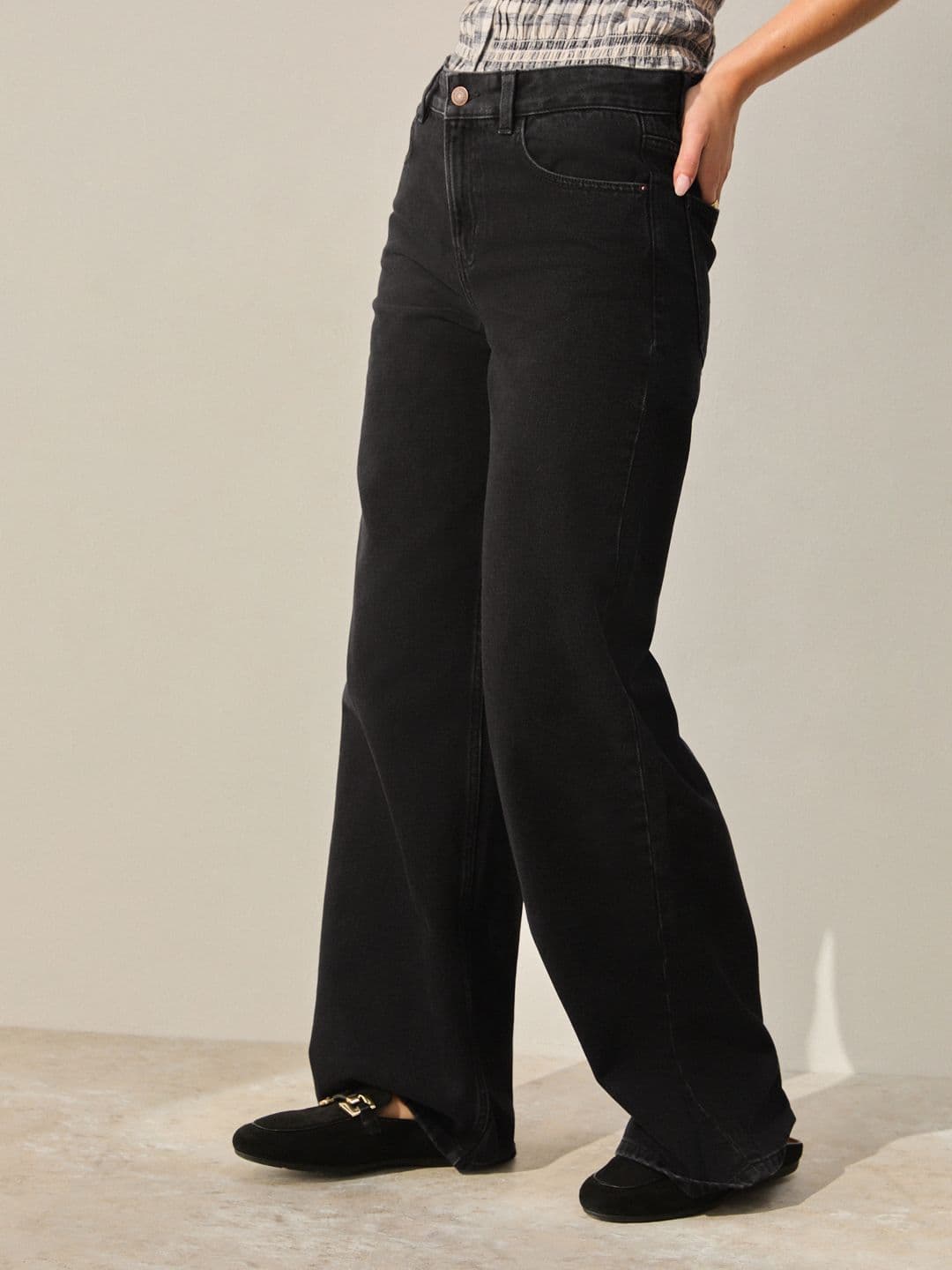 NEXT Women Wide Leg Pure Cotton High-Rise Jeans - view 1